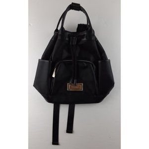 Versace Parfums Black Small Mini Backpack Bag Drawstring Duffle Gold Hardware